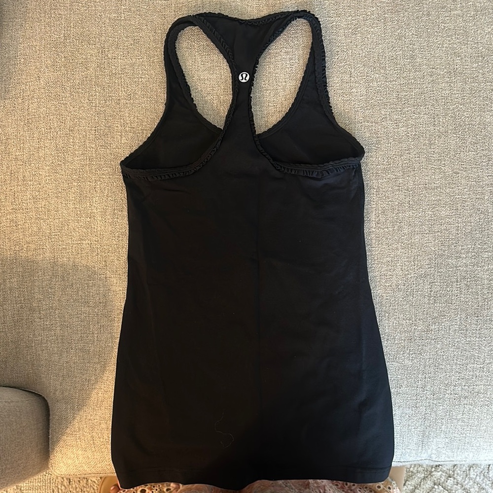 Black Ruffle Racerback Tank Top - Picture 3 of 4